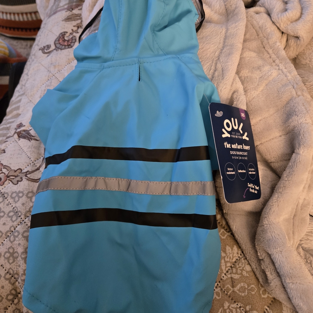 Blue Dog Raincoat with Black Stripes - Picture 2 of 4